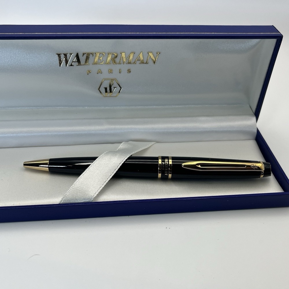 Waterman Expert Black & Gold Twist  Blue Ink Nib Cartridge Gift Exec Boss